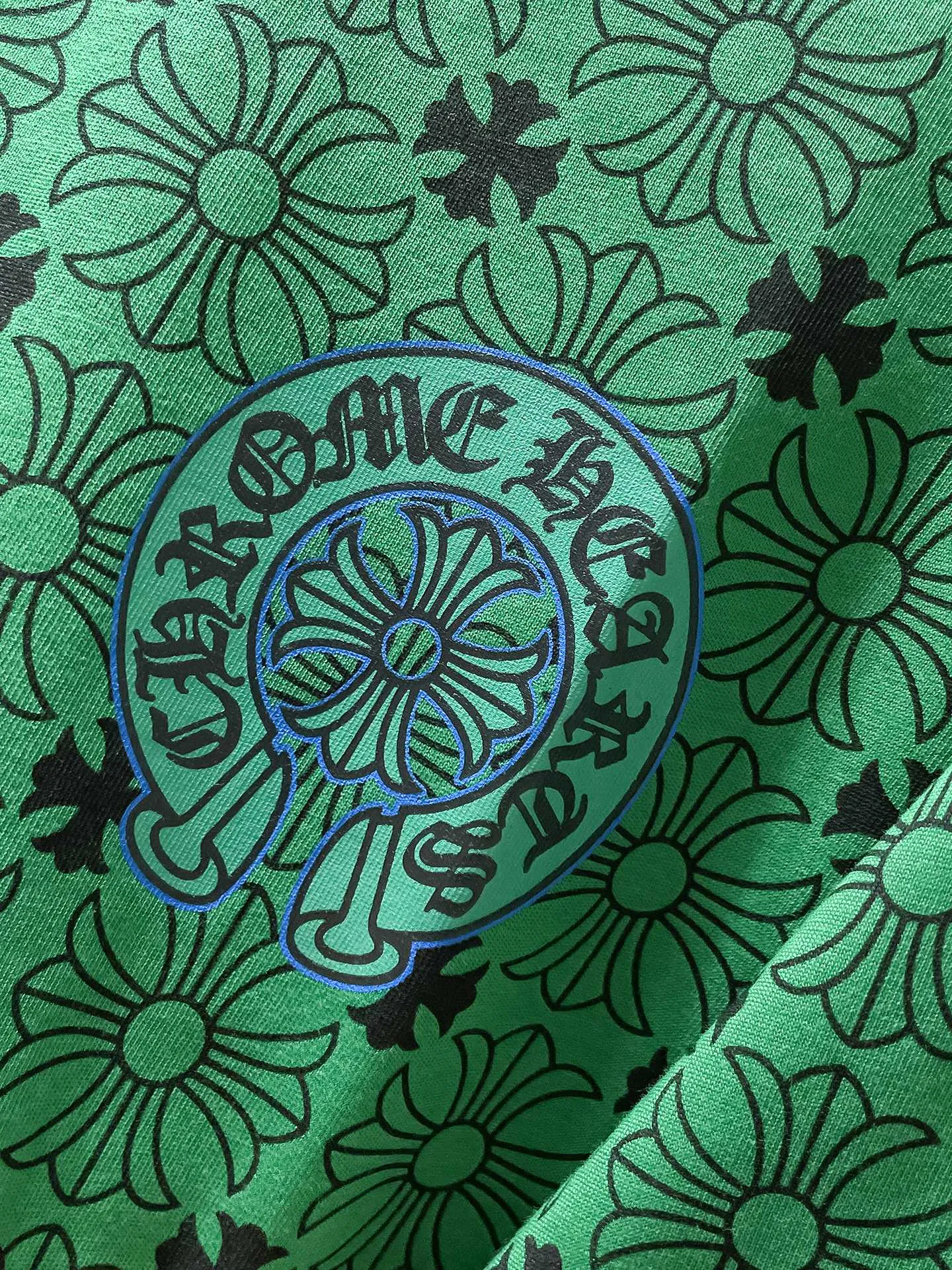 P140 New Chrome Hearts 25ss for summer. High-weight, environmentally friendly and high-quality top-grade fabric. 260g~270g. Customized version with cross-printed short-sleeves. Counter synchronization. Re-engraved version 1:1. Recommended color: green. Size: S, M, L, XL.